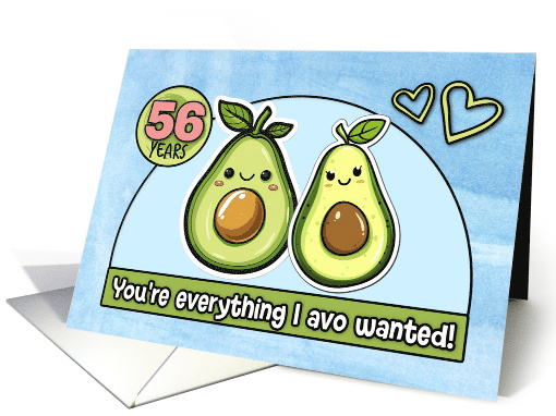 56 Year Wedding Anniversary Pair of Kawaii Cartoon Avocados card