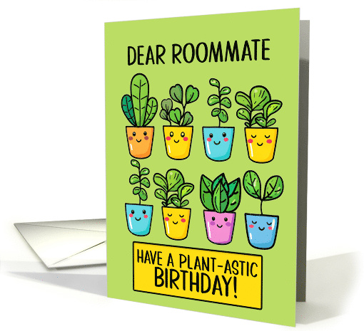 Roommate Happy Birthday Kawaii Cartoon Plants in Pots card (1838408)