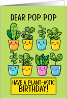 Pop Pop Happy Birthday Kawaii Cartoon Plants in Pots card