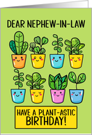 Nephew in Law Happy Birthday Kawaii Cartoon Plants in Pots card
