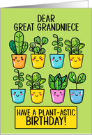 Great Grandniece Happy Birthday Kawaii Cartoon Plants in Pots card