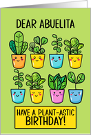 Abuelita Happy Birthday Kawaii Cartoon Plants in Pots card