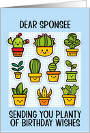 Sponsee Happy Birthday Kawaii Cartoon Cactus Plants in Pots card