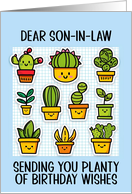 Son in Law Happy Birthday Kawaii Cartoon Cactus Plants in Pots card
