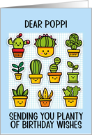 Poppi Happy Birthday Kawaii Cartoon Cactus Plants in Pots card