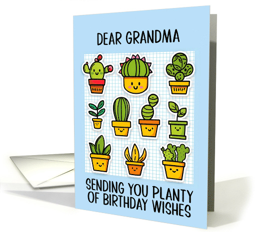 Grandma Happy Birthday Kawaii Cartoon Cactus Plants card (1839008)