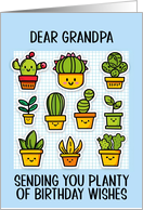 Grandpa Happy Birthday Kawaii Cartoon Cactus Plants card