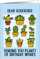 Godfather Happy Birthday Kawaii Cartoon Cactus Plants card