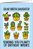 Birth Daughter Happy Birthday Kawaii Cartoon Cactus Plants card