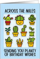 Across the Miles Happy Birthday Kawaii Cartoon Cactus Plants card