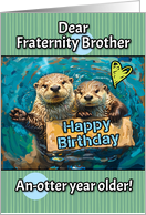 Fraternity Brother Happy Birthday Otters with Birthday Sign card