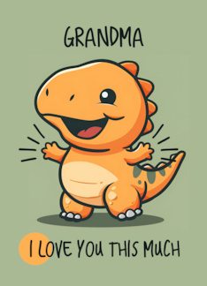 Grandma Cartoon Kawaii Dino Love