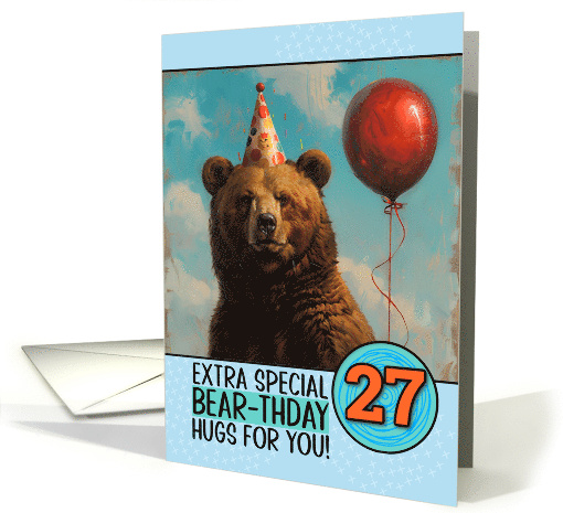 27 Years Old Happy Birthday Bear with Red Balloon card (1840046)