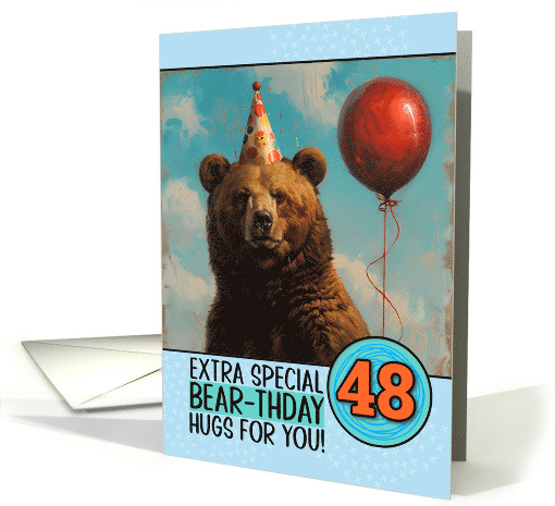 48 Years Old Happy Birthday Bear with Red Balloon card (1840094)