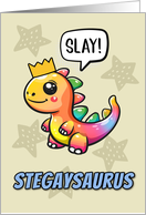 Happy Pride Slaying Rainbow Dinosaur card