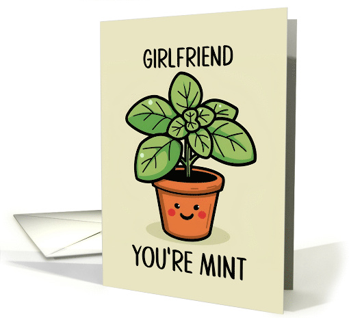 Girlfriend Kawaii Cartoon Mint Plant in Pot card (1840618)