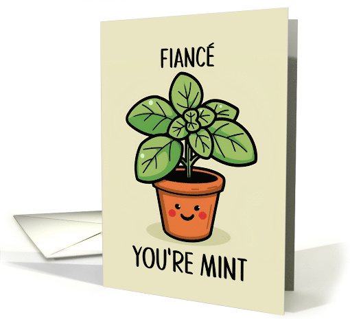 Fiance Kawaii Cartoon Mint Plant in Pot card (1840628)