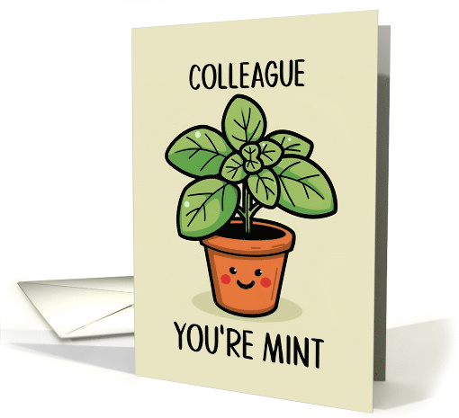 Colleague Kawaii Cartoon Mint Plant in Pot card (1840632)