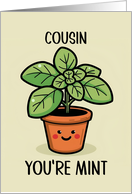 Cousin Kawaii Cartoon Mint Plant in Pot card