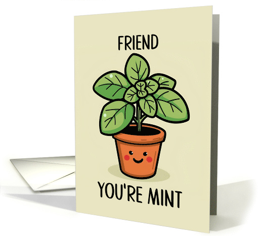 Friend Kawaii Cartoon Mint Plant in Pot card (1840636)