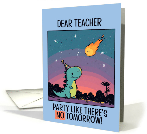 Teacher Happy Birthday Kawaii Cartoon Dino card (1840784)