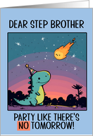 Step Brother Happy Birthday Kawaii Cartoon Dino card