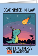 Sister in Law Happy Birthday Kawaii Cartoon Dino card