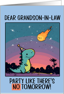 Grandson in Law Happy Birthday Kawaii Cartoon Dino card