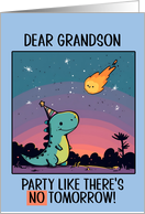 Grandson Happy Birthday Kawaii Cartoon Dino card