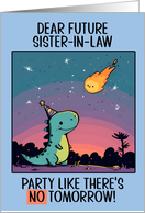 Future Sister in Law Happy Birthday Kawaii Cartoon Dino card