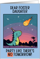 Foster Daughter Happy Birthday Kawaii Cartoon Dino card