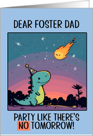 Foster Dad Happy Birthday Kawaii Cartoon Dino card