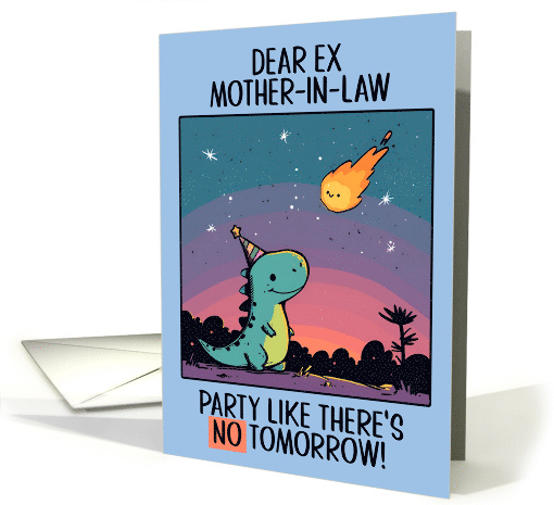 Ex Mother in Law Happy Birthday Kawaii Cartoon Dino card (1841028)
