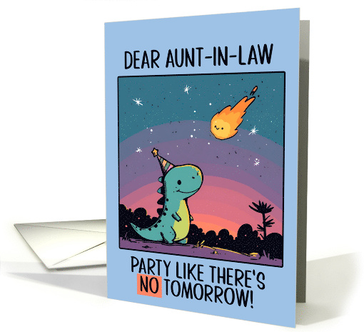 Aunt in Law Happy Birthday Kawaii Cartoon Dino card (1841046)