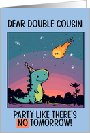 Double Cousin Happy Birthday Kawaii Cartoon Dino card
