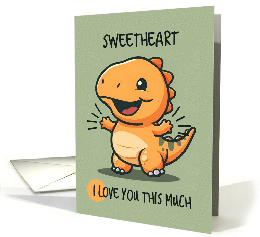 Sweetheart Cartoon Kawaii Dino Love card (1841128)