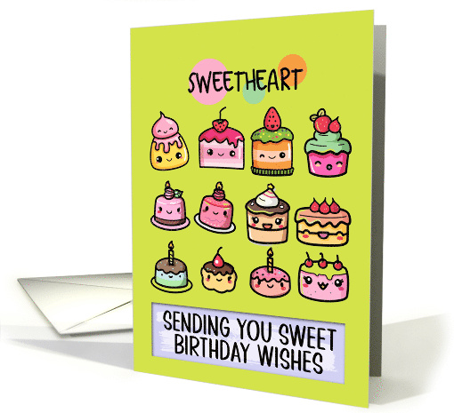 Sweetheart Happy Birthday Sweet Kawaii Birthday Cakes card (1841282)