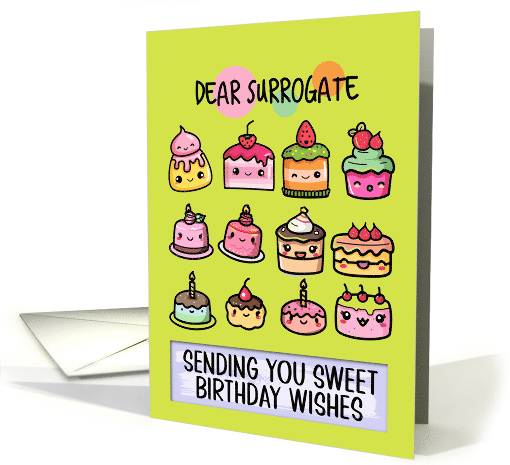 Surrogate Happy Birthday Sweet Kawaii Birthday Cakes card (1841284)