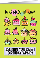 Niece in Law Happy Birthday Sweet Kawaii Birthday Cakes card