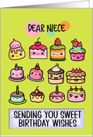 Niece Happy Birthday Sweet Kawaii Birthday Cakes card