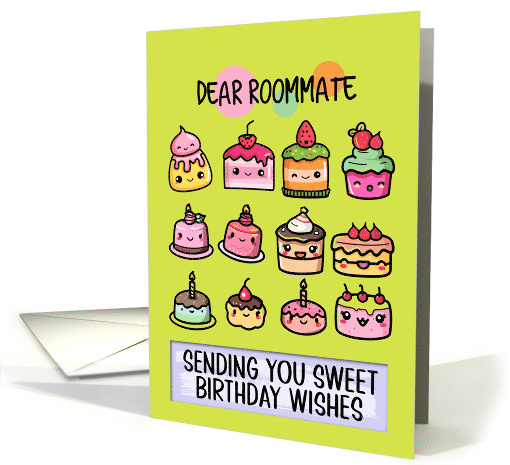 Roommate Happy Birthday Sweet Kawaii Birthday Cakes card (1841330)