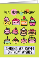 Mother in Law Happy Birthday Sweet Kawaii Birthday Cakes card