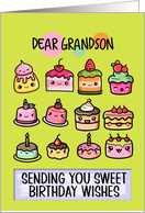 Grandson Happy Birthday Sweet Kawaii Birthday Cakes card