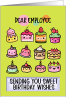 Employee Happy Birthday Sweet Kawaii Birthday Cakes card