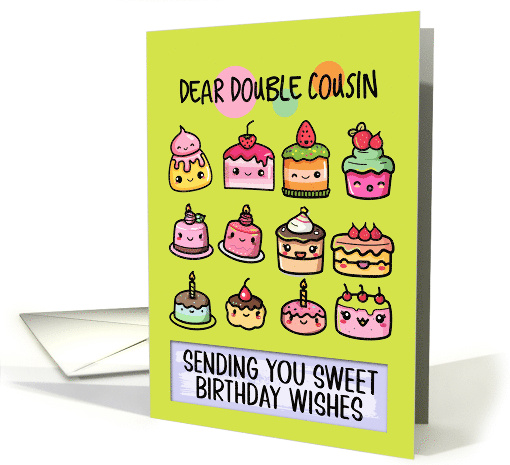 Double Cousin Happy Birthday Sweet Kawaii Birthday Cakes card