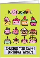 Classmate Happy Birthday Sweet Kawaii Birthday Cakes card
