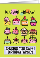 Aunt in Law Happy Birthday Sweet Kawaii Birthday Cakes card