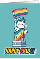 Happy Pride kawaii Rainbow Lady Liberty card