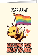 Aunt Happy Pride Kawaii Bee with Rainbow Flag card