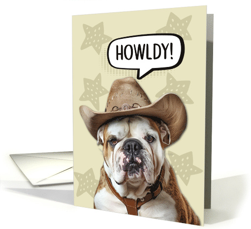 Hi Hello Howldy Cowboy English Bulldog card (1841870)